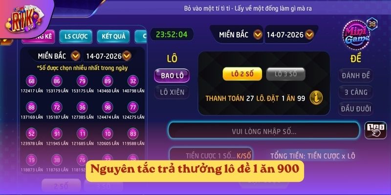 Nguyên tắc trả thưởng lô đề 1 ăn 900